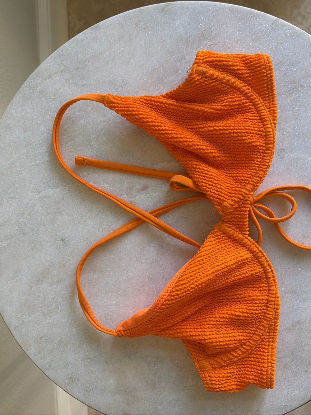 Hollister Orange Textured Triangle Bikini Top